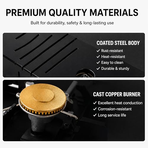Portable Foldable Butane Camping Stove, 7,200 BTU Outdoor Gas Burner, Compact Backpacking Grill Cooker with Carry Bag & Manual, Lightweight 3.5 lb for Camping, Hiking, Fishing & Emergency Use - image 5