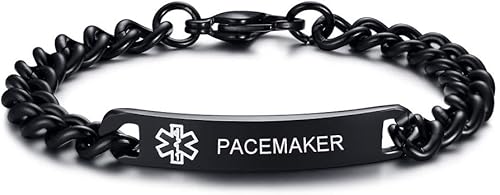 Miniatura 13 de VNOX Pulsera de identificación de alerta médica, pulsera de emergencia de acero inoxidable para hombre y mujer, 7.2/8/8.4 pulgadas *personaliza tu