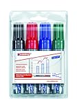 edding 365 Whiteboardmarker - schwarz, rot, blau, grün - 4er-Set - Keilspitze 2-7 mm - für Whiteboard, Glas, Schreibtafel, Flipchart - trocken und rückstandsfrei abwischbar, trocknet nicht aus