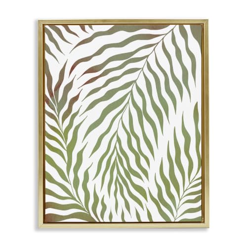 Wavy Green Botanical Leaves, 25 x 31 Inch Canvas in Floater Frame