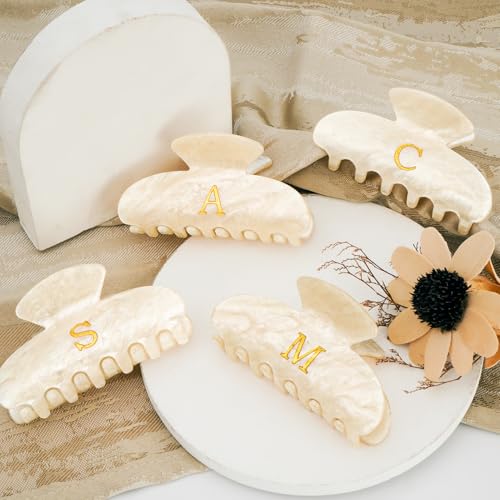 Image of Initial Hair Clips Personalized Hair Claws - Monogram Hair Claw Large Hair Clip,Fashion Glitter Claw Clips Hair Accessory - Gold,I