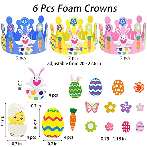 Openfly 6 Pcs Easter Crown Kits, Easter Foam Headband Easter Tiara Craft Activities Easter Foam Crafts Stickers Set Bunny Eggs Chick Carrots Easter Party Favors For Kids To Assemble #TOP3