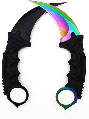 CS-GO - Juego de 2 cuchillos Karambit para caza, campamento, pesca y supervivencia en el campo, cuchillo táctico de hoja fija de acero inoxidable disponible en Yaxa Colombia
