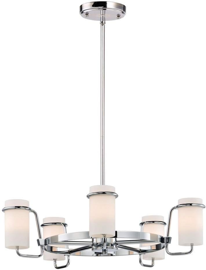 Maxim Lighting Avant 5-Light Chandelier | Polished Chrome Steel Finish | Satin White Wire Glass Shade | Contemporary Indoor Light Fixture | Ideal for Dining Rooms & Entryways | Dimmable | 22027SWPC