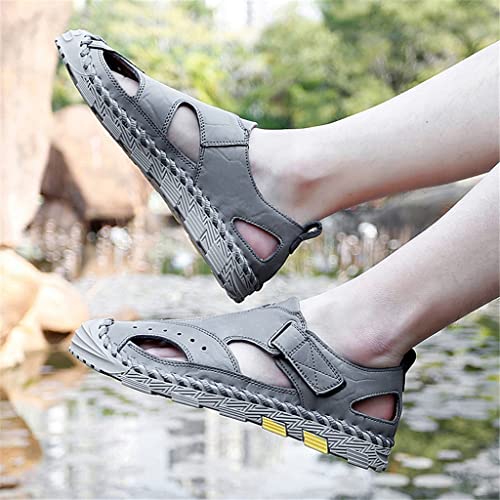 Sandals Breathable Hand Sewn Casual Shoes Large Size Youth Men's Casual Shoes Beach Shoes(D,45 Code)4