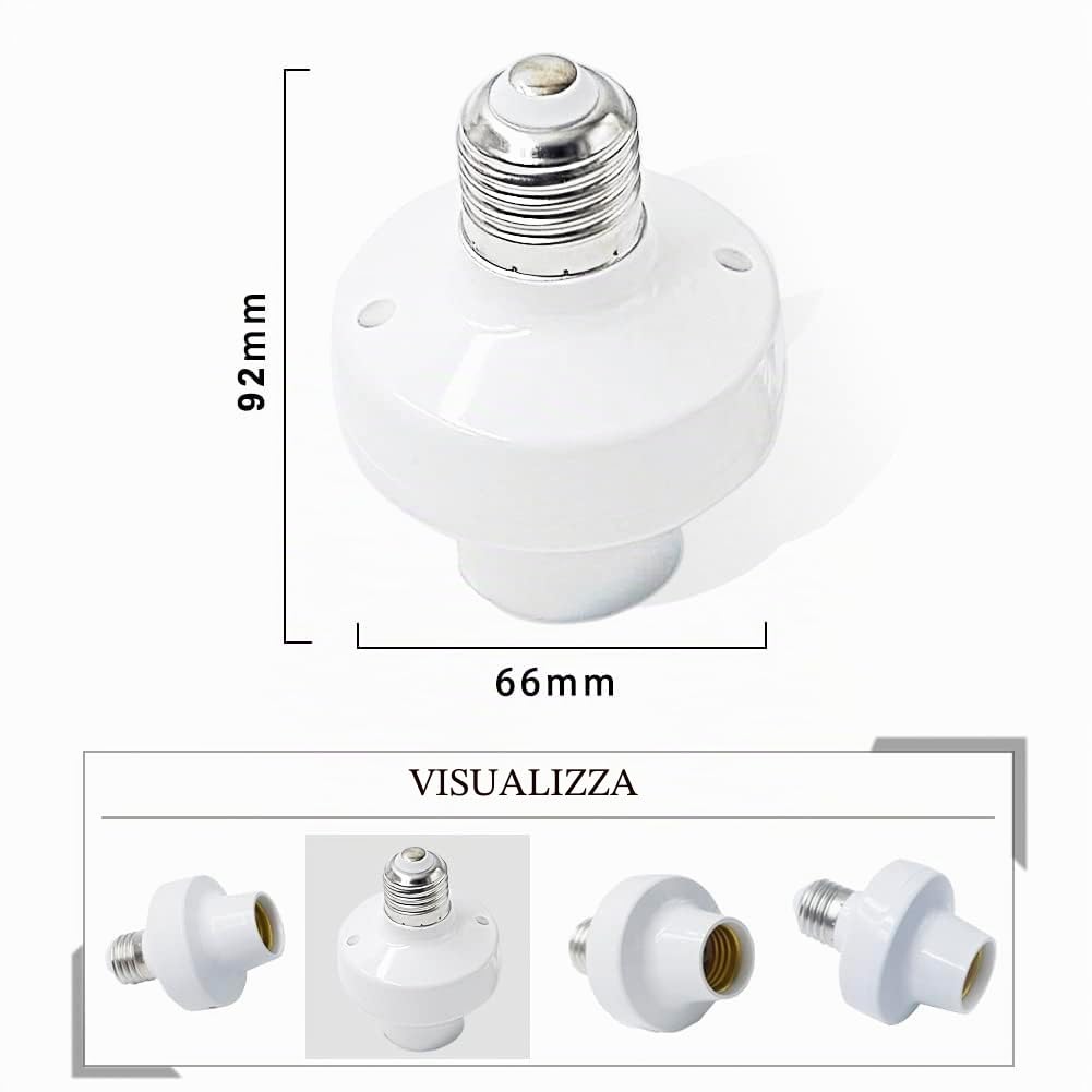 QIACHIP Lampada con telecomando senza fili, attacco E27, portalampada, senza fili, 433 MHz, con On/Off, supporto per lampada LED, lampadina