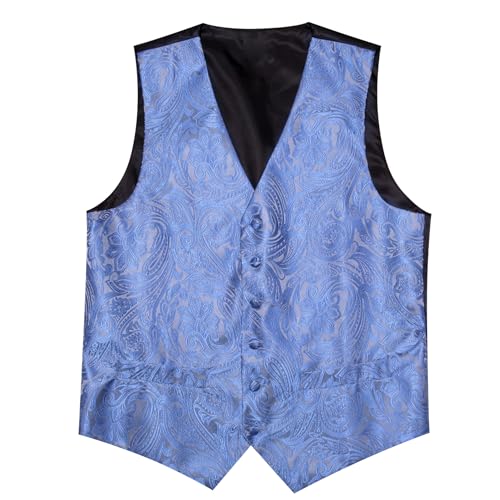 Image of Barry.Wang Men's Suit Vest Formal /Leisure Paisley Jacquard Silk Tie Pocket Square Waistcoat Set Wedding 5PCS