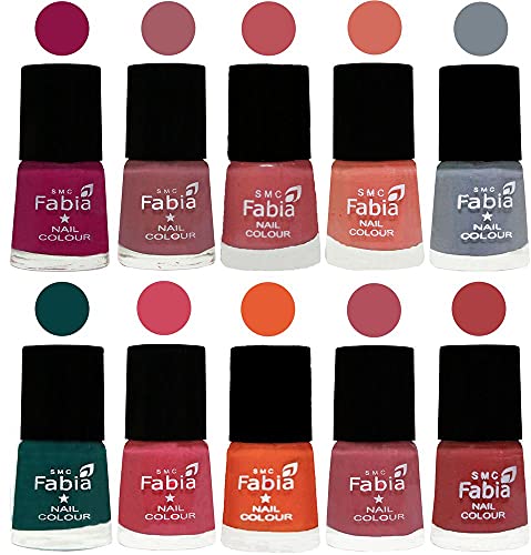 Image of ALL IN ONE (PACK OF 10), Long Lasting Glossy Nail Polish, 6 ml Each, All Vibrant Colours,01944