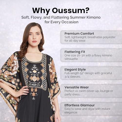 Image of Oussum Women Kaftan Plus Size Polyester Summer Lightweight Caftan Swimsuit Cover Ups Maxi African Mumu Lounge House Dress