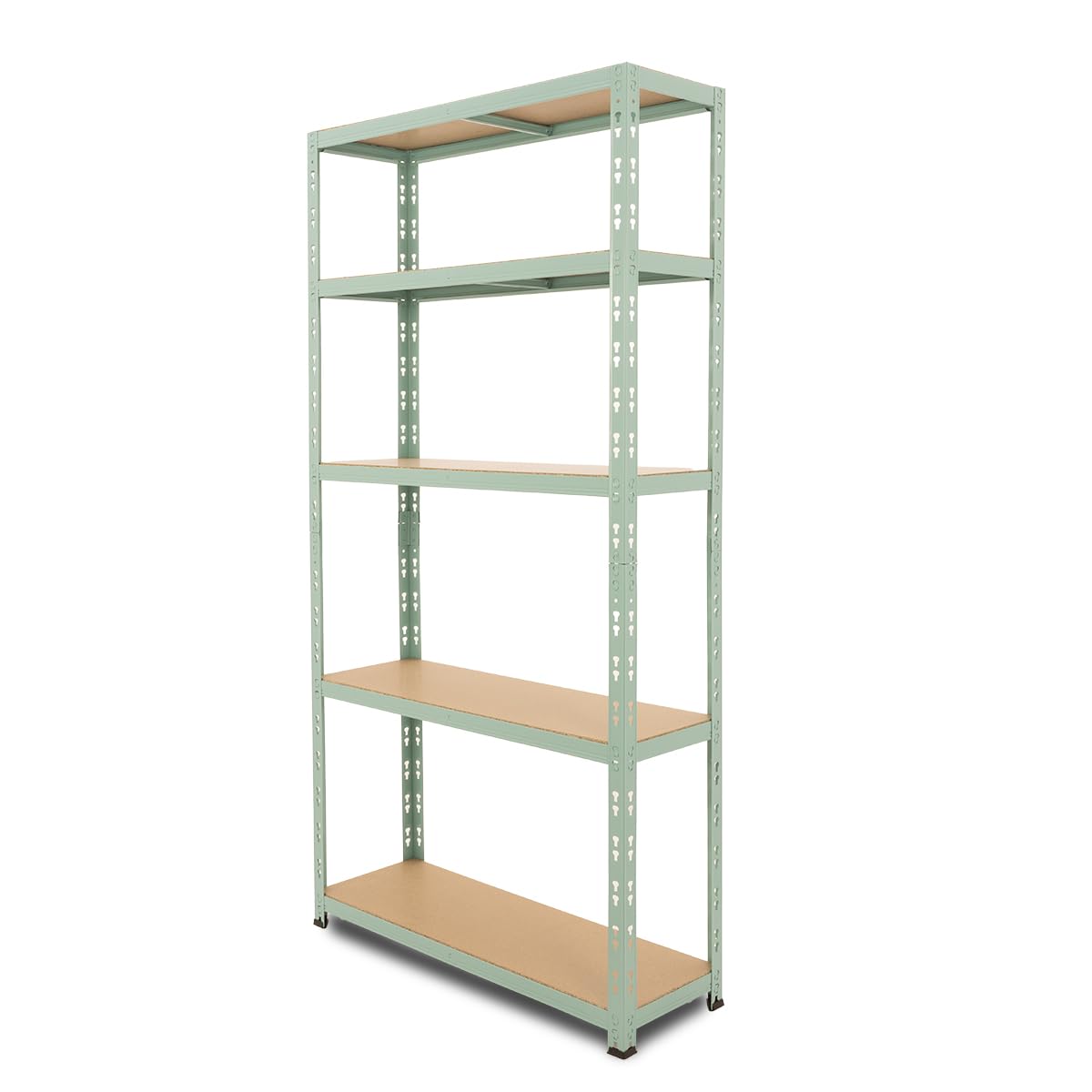 BiGDUG Garage Shelving Unit - 150kg UDL per shelf (750kg per bay) - 1800H x 900W x 300D mm - 5 Tier Storage Shelves - Pastel Green