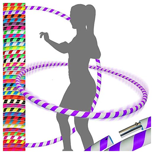 Stolar Ultra-Grip Pro Hula Hoop (100 cm/39 tum) UV-vikt Travel Hula Hoop/Hula Hoop-däck för rörelse, dans och träning. Ingen instruktion behövs (680 g) – leverans samma dag. Vitt/violett Aprox: 100 cm/39 tum