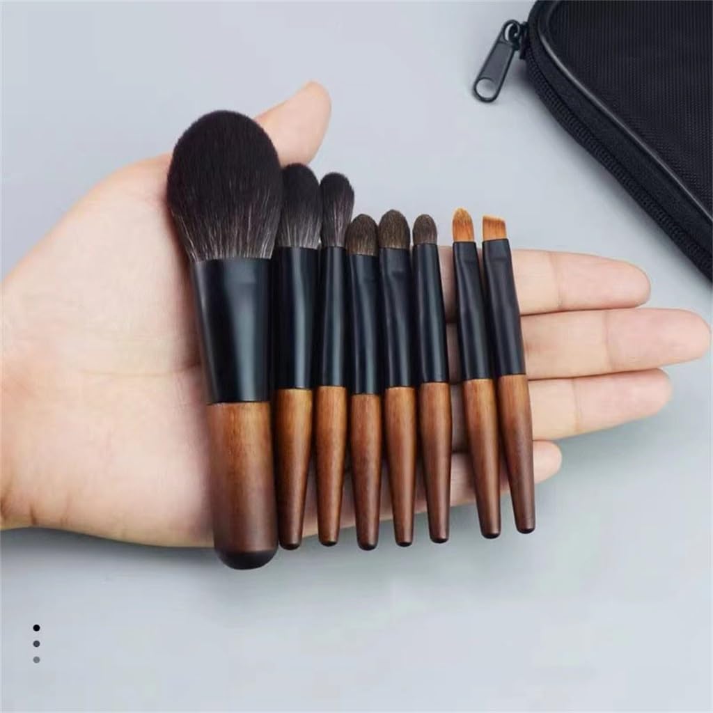 8 Pezzi pennelli per Trucco Set con Manico in Noce pennelli per Colori a Punta Mini pennelli per ombretto