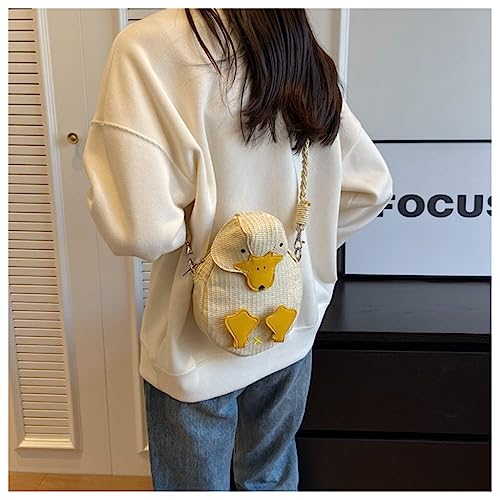 Straw Duck Purse 3D Cartoon Shoulder Bag Animal Coin Purse Clutch Wallet for Women Summer4