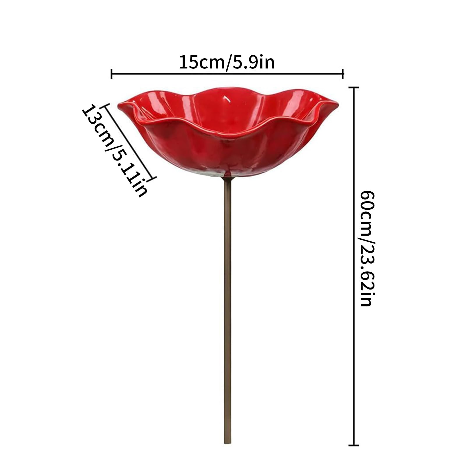 Handmade Metal Flower Garden Stake Bird Bath, Flower-Shaped Bee Watering Station for Garden, Bee Watering Floral Stake Station, Butterfly Bee Bath Bowl for Outdoor Yard Patio Pathway Decor (Yellow) - 2