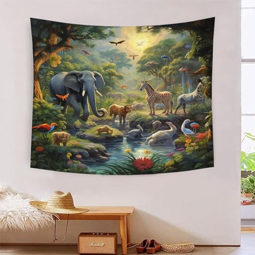 Tapisserie décoration murale en tissu jungle 3D relief 180x230cm