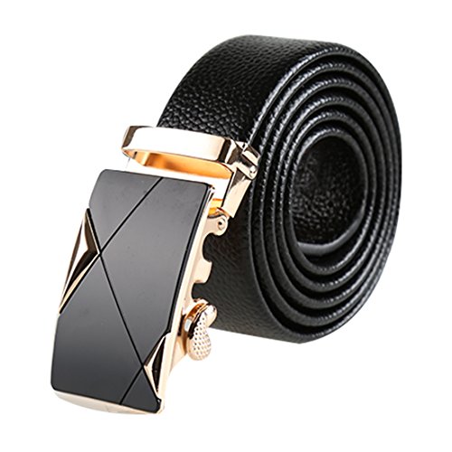 uxcell Men Leather Ratchet Dress Belt with Automatic Sliding Buckle Wide 1 1/2 Inches