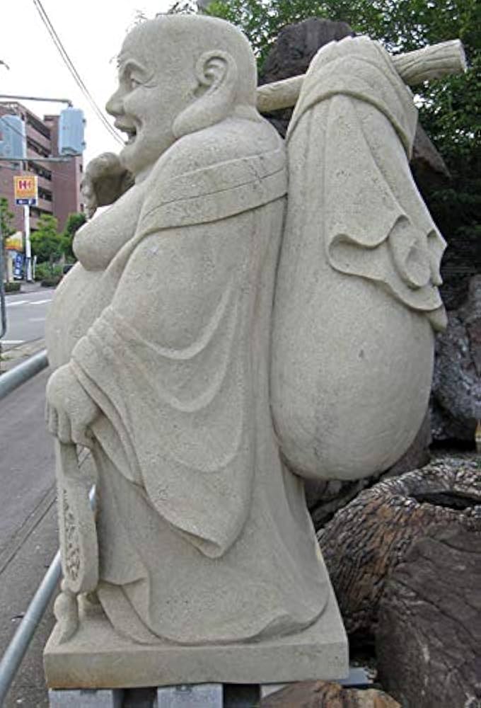 初売り！砂岩彫刻品 一点もの！「ほてい様」 Amazon｜布袋 七福神 砂岩