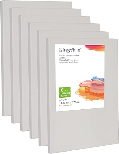 Zingarts Lienzos para pintar de 8 x 8 pulgadas, paquete de 6, paneles de lienzo de pintura 100% algodón, tableros de lienzo estirados son para