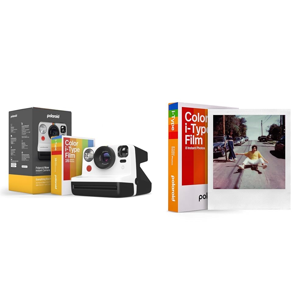 Coffret appareil photo instantané Polaroid Now Génération 2 Blanc et Noir + 16 films inclus & Pellicola Istantanea Colore per i-Type - 6000