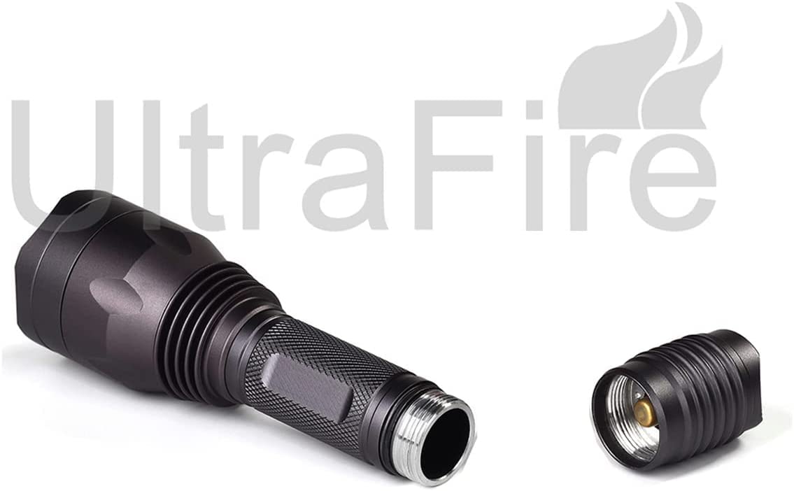 UltraFire Lampe de poche LED rouge 283 lumens 630 nm Longueur d'onde Rouge Lampe de poche tactique Lueur Lampe de poche pour la pêche la chasse et le détecteur H-R3 (pile non incluse)