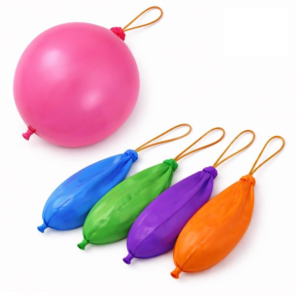 Party Balloons Assorted Styles Bulk Pack with Elastic and Standard Options, suitable for all occasions Birthday Decorations Indoor Outdoor Play Carnival Favors Strong Latex Balloons (PUNCH (5))