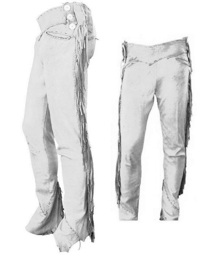 Men's Traditional Cowboy Western Leather Pants Gold Braided with Side Fringe Native American Western Trouser Pant Buck Skin