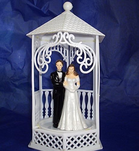 Cake Top, Bride and Groom in Gazebo, 8" Tall X 5" Diam., 1 Piece, Assembled.