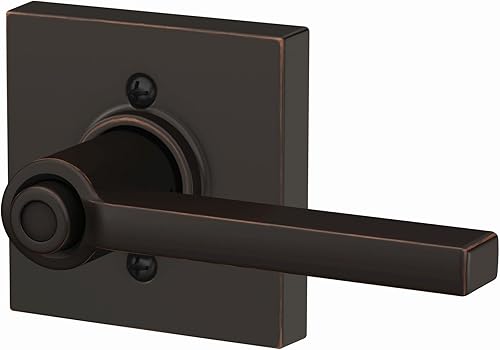 Miniatura 318 de Schlage Latitude F10 LAT 622 CEN Manija de paso con roseta Century, para pasillo y armario, negro mate Mate negro