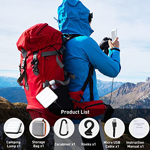 2 pack: LED camping lamp, Eventek power bank 10000 mAh and 800 lm rechargeable work light, up to 72 hours, with 5 light modes, battery lamp for emergency, for tent, camping, hurricane, hiking - Image 7