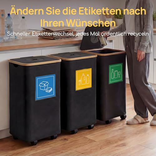 Viviendo 100L Pfandflaschen Sammelbehälter mit Deckel & Rollen, Faltbar, wasserdicht, 2 Innensäcke, Oxford-Stoff, Flaschensammler für Leergut, Altglas, Haushalt Küche