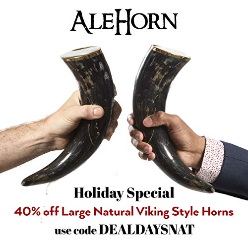 AleHorn Handmade Genuine Large Drinking Ox Horn Mead Cup Goblet Shotglass Tumbler Medieval Inspired Viking Drinking Vessel for Beer Ale Mead Food Safe Coating