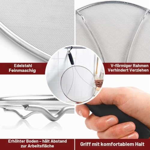 Apidgrowth Edelstahl-Spritzschutz für Pfannen(pure grey-33cm) – Ansicht 5