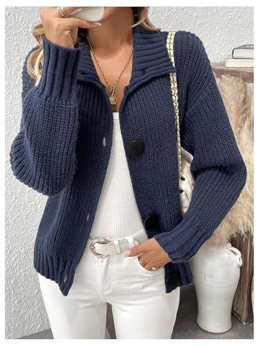 SOLY HUX Women's Button Down Collar Cardigan Sweaters Long Sleeve Drop Shoulder Outerwear Fall Clothes4