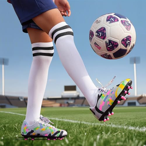 brooman Boys Girls Firm Groud Soccer Cleats Kids Outdoor Football Shoes2