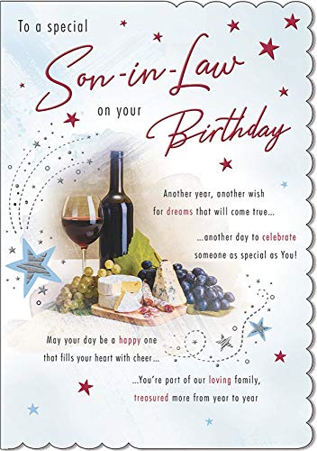 Piccadilly Greetings Traditional Birthday Card Son in Law - 9 x 6 inches white|grey|black