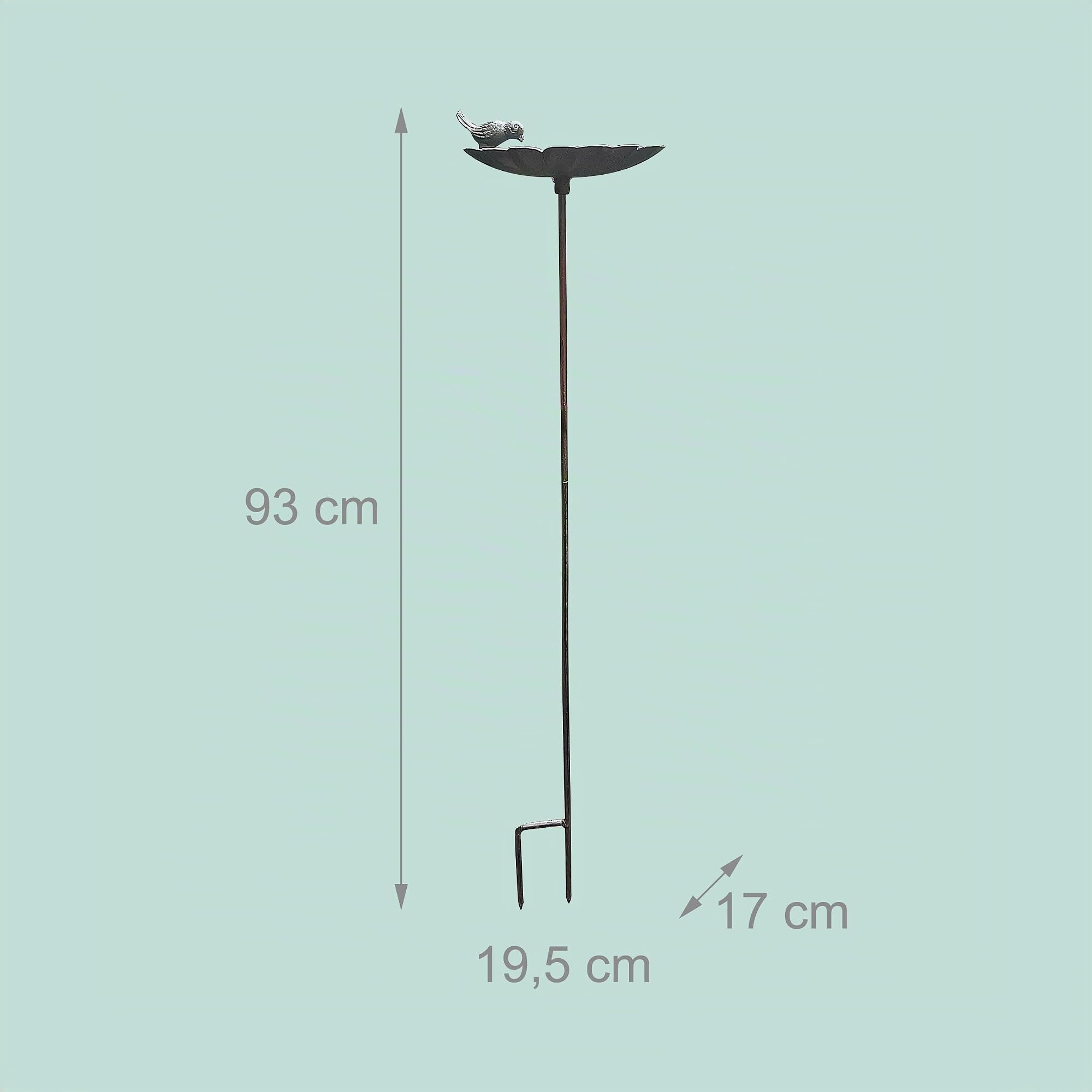 Abbeveratoio per Uccelli Relaxdays, 93x19,5x17 cm, ghisa, da piantare, Ciotola Acqua/Cibo, a Forma di Fiore, Marrone