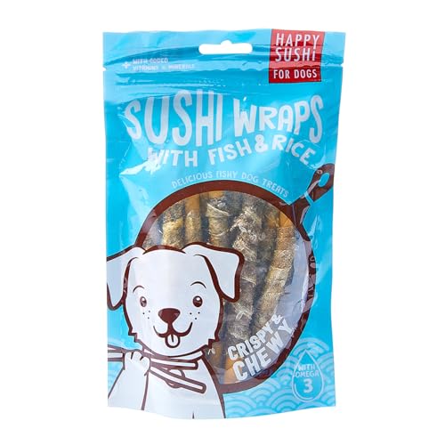 Image of Happy Sushi For Dogs Imaginelles Happy Sushi Wraps Fish For Dogs Nutritious And Tasty Dog Treats 12Pcs 132G, All Life Stages, Stick