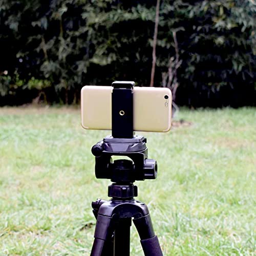 Image of skysia Universal Mobile Holder for Tripod Mount | Compact Spring-Loaded Tension Phone Bracket Clip Adapter with Dual Screw Threads for Smartphones, Monopod & Selfie Sticks (Black) (Pack of 02)