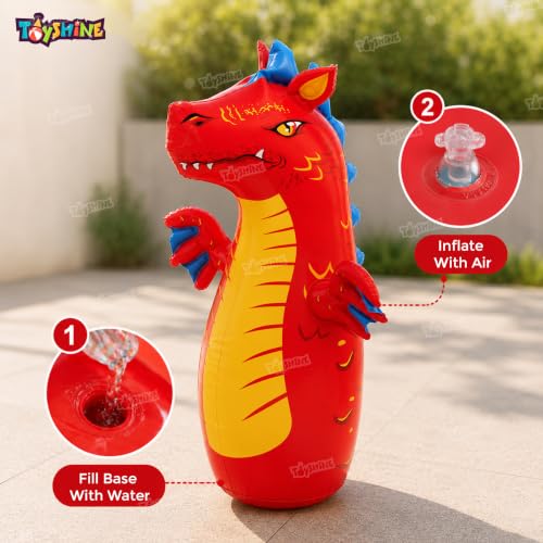 Image of Toyshine Inflatable Hit Me Dragon Self Balancing Punching Bop Bag Boxing Toy | Sports Indoor Activity Push Game Playtime Equipment for Toddlers Kids 3+