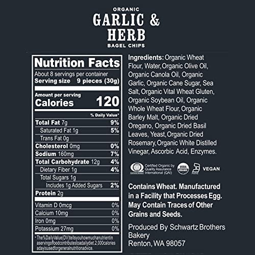 Everything & Garlic Bagel Chip Sampler, Schwartz Brothers Twice Baked, Fresh, Organic, Kosher, Artisanal, Vegan. Perfect for parties and picnics. (4 pack / 8 oz containers) - image 3