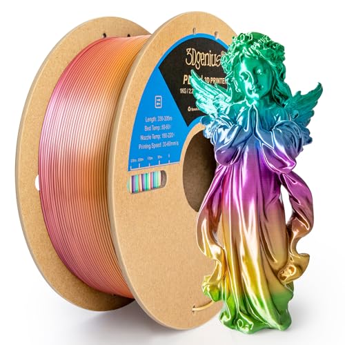 3Dgenius Silk Rainbow PLA Filament 1.75mm Silk PLA 3D Printer Filament Shiny Fast Color Changing Gradient Filament 3D Printing Filament Fit Most FDM Printers, 1kg Spool(2.2lbs), Candy Series