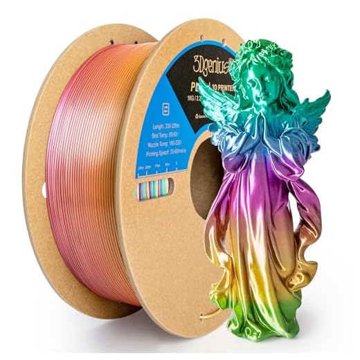 3Dgenius Silk Rainbow PLA Filament 1.75mm Silk PLA 3D Printer Filament Shiny Fast Color Changing Gradient Filament 3D Printing Filament Fit Most FDM Printers, 1kg Spool(2.2lbs), Candy Series