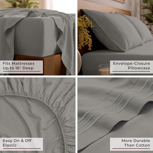 Image of Mellanni Twin Sheets Set - 3 PC Iconic Collection Bedding | Hotel Luxury, Extra Soft, Cooling Bed Sheets - Wrinkle, Fade, Stain Resistant (Twin, Taupe)