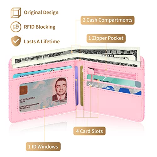 Girls Cute Kawaii Wallet Aesthetic Women Womens Heart Cool funny Leather Credit Id Card Cash Holder Woman Rfid Blocking Zipper Wallets With Coin Pocket Id Window Female Bifold Little Girl2