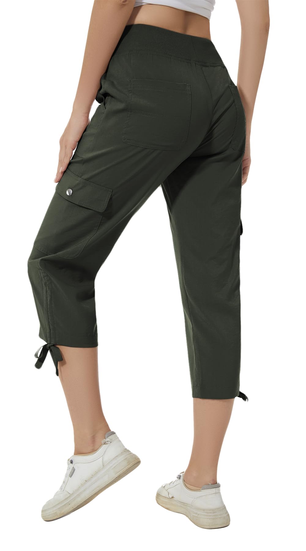 Huayuzh Damen Cargo Caprihose Wanderhose 3/4 Hose Sommer Cargohose Leichte Atmungsaktiv Athletisch Reisen Lässig Outdoorhose