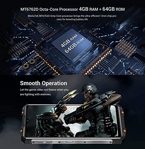 Oukitel Unlocked Rugged Smartphone Wp8 Pro, 6.49 Inch Display Android 10 Rugged Cell Phones 4Gb Ram+64Gb Rom 5000Mah Ip68 Waterproof Unlocked Phone Dual Sim 16Mp Rear Triple Camera Nfc Black #TOP3