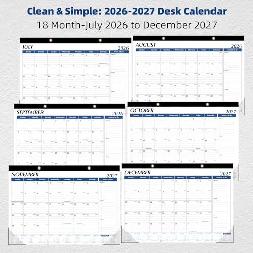 Image of ZTX Desk Calendar 2026-2027 July 2026 to December 2027 17 inch x 12 inch