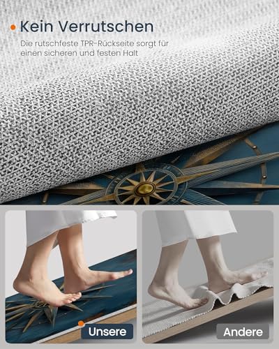 Tapis boussole rétro rond bleu doux texture marine 120cm