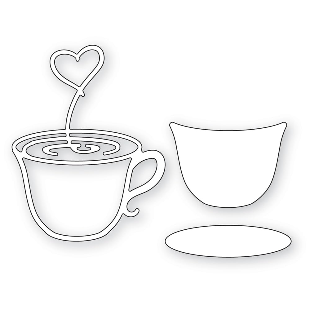 Heart Shaped Coffee Cup Die Cuts for Card Making, Cartoon Cup Metal Cutting Dies for Paper Scrapbooking, DIY Stencils for Album Party Wedding Festivals Decoration — image 1