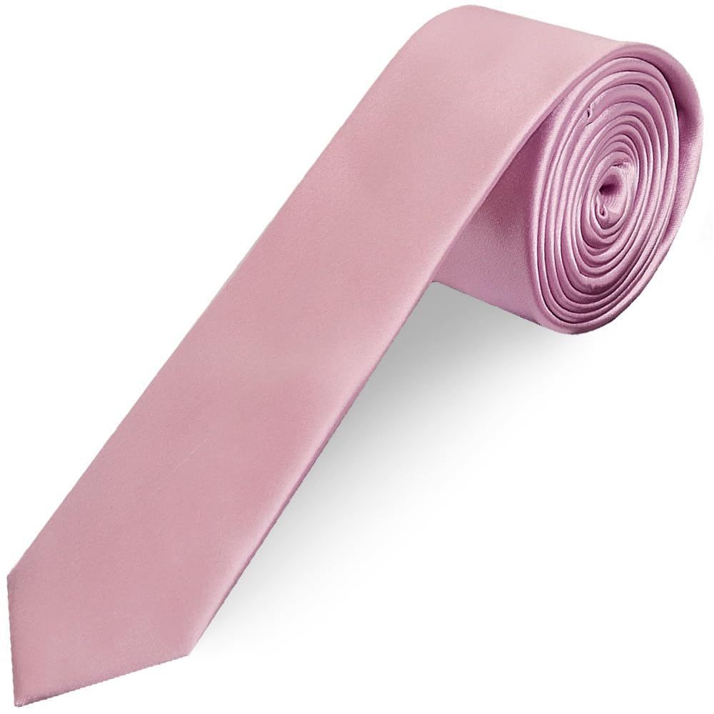 Ties R Us Boys Light Dusty Pink Plain Satin Skinny Tie
